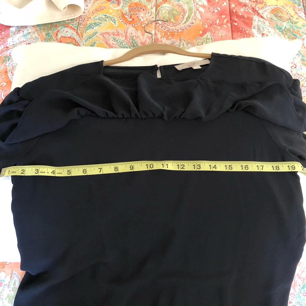 Beautiful NAVY Ruffle Blouse - Picture 2 of 4